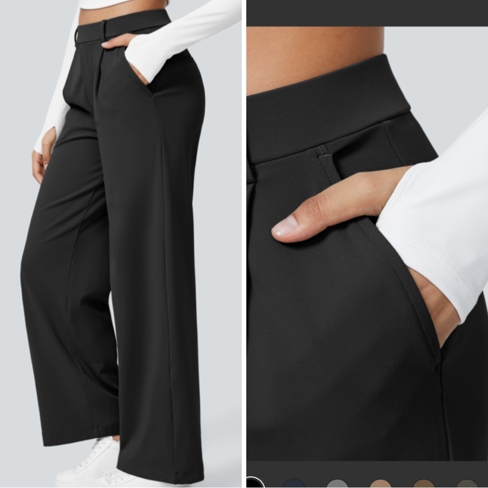 2 Pair of NWT HALARA Black Straight Leg Pants Size M and M Tall Pockets comfy - Picture 3 of 16
